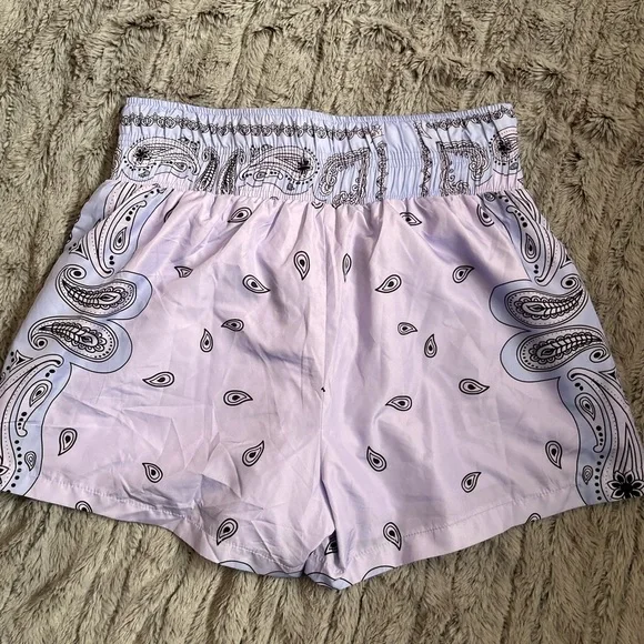 Purple and Black Athletic Shorts with Elastic Waistband - Picture 4 of 5